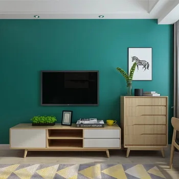 Impermeável e resistente à mancha azul pavão e o verde puro pigmento de cor de papel de parede moderno e minimalista quartos, sala