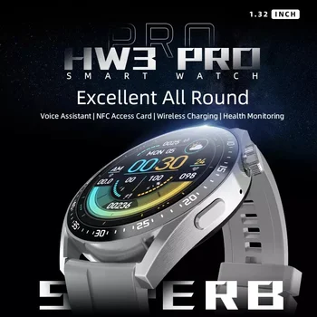 Venda quente NFC Smart Watch Homens de Chamada Bluetooth Impermeável Smartwatch de Saúde Monitor Assistente de Voz do Esporte Relógio de Fitness HW3 Pro