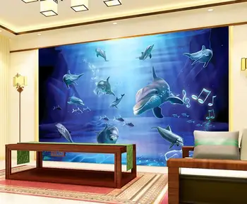 3d papel de parede personalizado Golfinhos mundo subaquático 3 d TV de definição do papel de parede