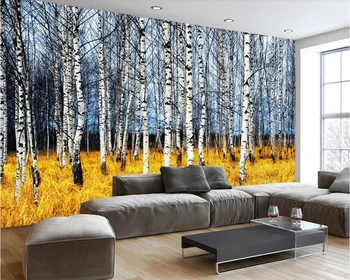 Beibehang papel de parede Personalizado mural fantasia bonita de outono, bosques de bétula corredor corredor TV sofá da sala de estar, quarto, papel de parede 3d