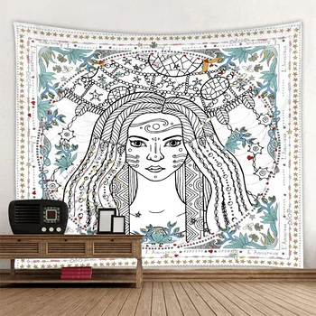 Deus do sol deusa do sol de impressão de poliéster tapeçaria cena layout pendurar pano de decoração de parede de pano, toalha de praia