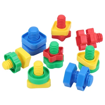 8 Conjuntos De Parafuso De Blocos De Construção De Plástico Inserir Blocos Porca De Forma Brinquedos Para As Crianças Brinquedos Educacionais De Montessori Modelos Em Escala