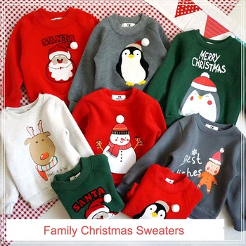 Ano novo de Natal da Família Bordado Blusas Adultos, as Crianças Casaco de Presente a Mamãe e a Mim, a Roupa de Natal da Família Roupa de Correspondência