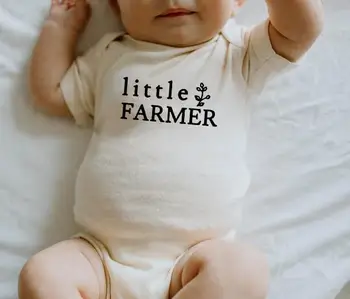 Pequeno Agricultor Bebê Body Alto Verão Engraçado Bebê Menina Menino Roupas 100% Algodão manga Curta Infantil Bebê Macacão 0-24M
