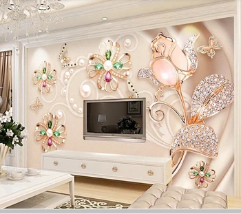 Papel de parede Moderna da jóia jóia de fundo da flor 3d papel de parede mural,sala de tv, quarto, cozinha, papéis de parede decoração da casa