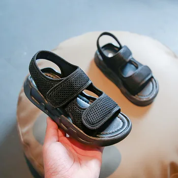 Verão Criança Sandálias Meninos do Bebê de Malha Respirável Sandálias de Cor Sólida Exterior Sapatos de Praia Soft antiderrapante Meninas Sapatos de Desporto