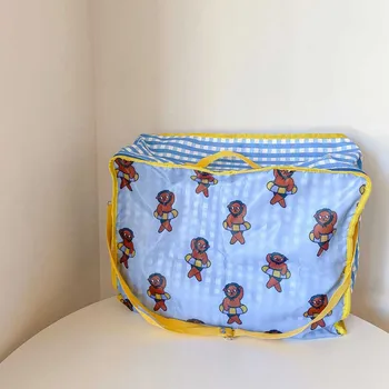 Portátil desenho animado do Urso Saco de Armazenamento de Roupas de bebê Não-tecido de Dobrar a Roupa de Almofadas, Colcha Cobertor de Armazenamento de Caixa de crianças Organizador