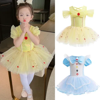 Menina Vestido de Princesa Alice Crianças Belle Dress Crianças Cosplay Traje Bonito da Menina de Vestido Tutu de 3 a 8 Anos