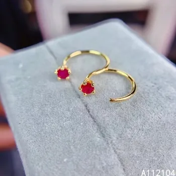 KJJEAXCMY fina prata esterlina da jóia 925 embutidos em ruby natural as mulheres a moda elegante de nova jóia do brinco da orelha stud suporte de detecção de