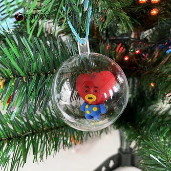 5Pcs 50MM Transparente de Natal Pendurado Bola de Plástico Enfeite de Festa de Casa, Árvore de Natal Pendurando os Suprimentos Decorações Com Brinquedos de Borracha
