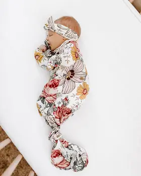 Recém-Nascido Menina Manga Longa Floral Sacos De Dormir Com A Cabeça De Pijamas Nightdress