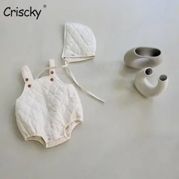 Criscky 2022 Moda De Inverno Do Bebê Meninas Romper Do Algodão Sem Mangas Macacão De Bebê Infantil Playsuit Macacões Bonito Recém-Nascidos Roupas
