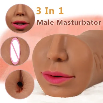 3D Realista Vagina Boquete Adultos Silicone Masculino Masturbação Brinquedos Sexuais para os Homens Chupando Real Masturbador Artificial Buceta Sex Shop