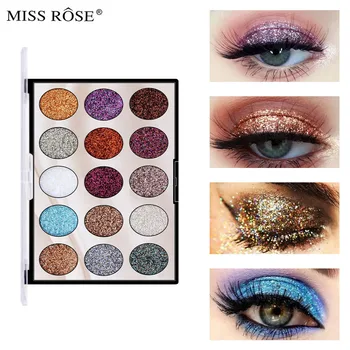 Miss Rose 15 de Cores Eyeshadow Palette Composição do Estágio de Alto brilho Brilho Brilho Maquiagem a Sombra de Olhos Brilhantes compõem o Conjunto Maquillage DC08