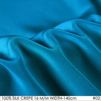 100% SEDA, CREPE DE CHINE 140 cm de largura 16momme Naturais tecido de Seda para a costura Azul NÃO 02