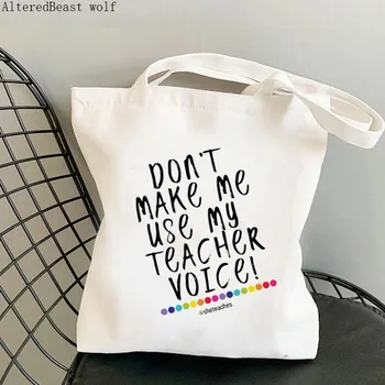 Mulheres Shopper bag Professor de Voz do arco-íris Essencial Harajuku Compras de Lona Shopper Bag girl dom bolsa Tote Bolsa de Ombro