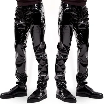 2XL Lingerie Leder Homens de Calças de Látex Fetiche de PVC Calças Motocicleta Clubwear Molhado PU de Couro, Leggings Streetwear Calças Pantalon