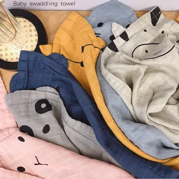 Cobertor Do Bebê De Algodão, Musselina Panos Recém-Nascido Térmico De Lã Macio Cobertor De Orelhas De Coelho Recém-Nascido Produto Swaddle Envoltório De Toalha