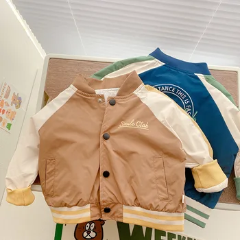 Moda Bebê Meninos Jaqueta de 2022 Outono Nova Jaqueta de Beisebol de Crianças Meninos Casual Outwear Letra Imprimir Tops Crianças Blusão Coats