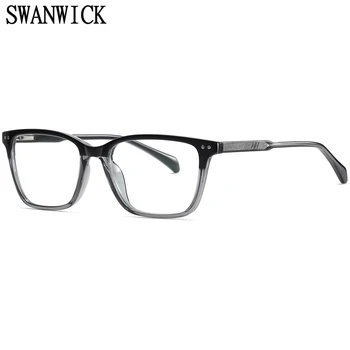 Swanwick anti luz azul óculos quadrado masculino TR90 óculos com armação lentes claras feminino acetato azul marrom de alta qualidade