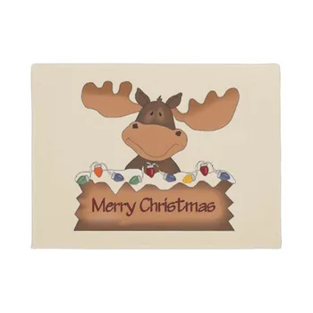 Engraçado Feliz Natal Moose Capacho Casa Decoração Entrada de Não-deslizamento da Porta de Esteira de Borracha Lavável em Carpete Casa de Tapete de Carpete