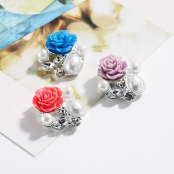 Botões de diamante 26mm frete Grátis pérola botão de strass com flor de resina flatback pode escolher as cores 10PCS/LOT(BTN-5706)