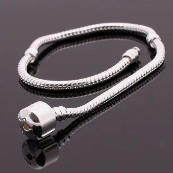 10pcs/lot 3MM Cobra Bracelete Chain de ajuste Original Pulseira de Charme Talão de Jóias de Presente Para Homens, Mulheres 15cm-21cm PABR09