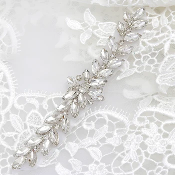WENXI 5PCS Claro, uma Lasca de Cristal Strass Apliques Patch Para o Vestido de Casamento Correia DIY Vestido de Noiva Faixa WX843