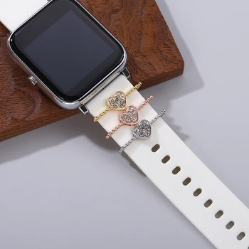 Coração Pendente Encantos para o Iwatch Decorativa da Jóia Pulseira de Amuletos Acessórios para Apple Correia de Relógio Unhas Anel de Encantos para o Presente