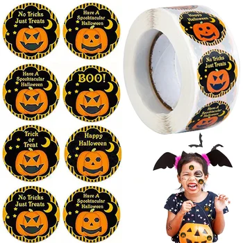 Abóbora Adesivo de 500 PCS Halloween Adesivos de Cores Vibrantes Spooky Halloween Decorações de Segurança Ambiental Festa de Adesivos