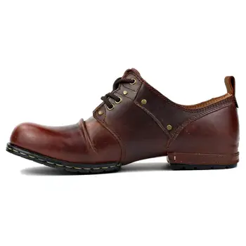 OTTO ZONA Artesanal de Couro de vaca Genuíno Ankle Boots de Moda Homens Botas Vermelhas da Testa Plana Sapatos sapatos Casuais masculino sapato confortável