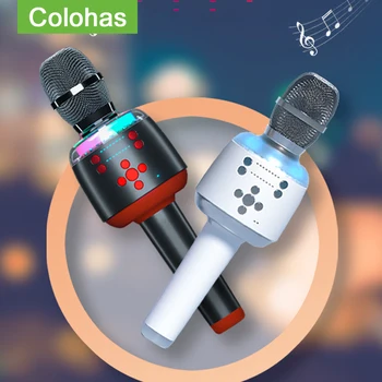 Compatível com Bluetooth Microfone do Karaoke Profissional de alto-Falante Portátil Microfone de Condensador Para Cantar Built-in da Placa de Som