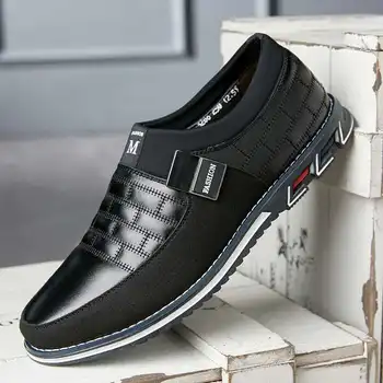 Casual Sapatos de Couro para Homens Moda do Dedo do pé Redondo de Negócios Sapatos Confortáveis, Lace-up de Trabalho Mens Sapatos de Escritório Plus Size Masculino Sapatos