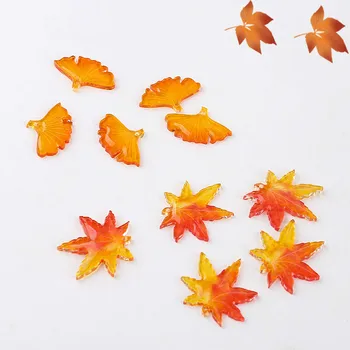 Outono Respiração Gradiente de Maple Folha de Ginkgo Folha de Acetato Pingente de DIY feito a mão Ornamento Cravo da Orelha a Orelha Pingente Gancho Material