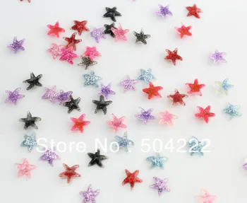 500pcs artesanais em miniatura da arte do prego de resina de brilho de estrela, estrela-do-mar Cabochão para Kawaii Decoden Projetos DIY-glitter brilhante estrela