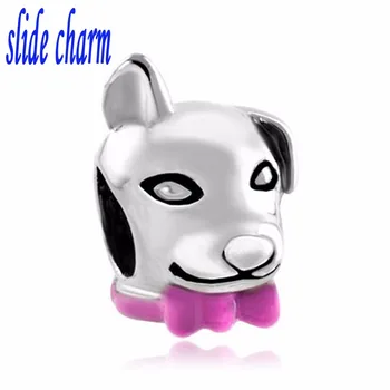 apresentação de charme frete Grátis esmalte rosa Shuer animais do cão charme esferas de ajuste pulseira Pandora