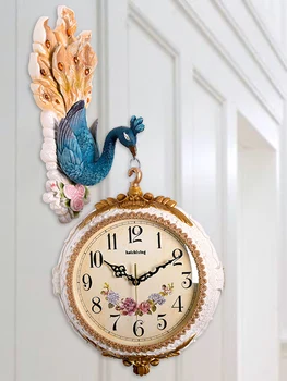 Vintage Grandes Relógios de Parede Dupla Criatividade Silêncio Arte Relógio de Parede Redondo Numerais Romanos Klokken Wandklokken Decoração de Casa 60wcc