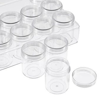 12pcs/Set Plástico transparente Esferas de Armazenamento de Recipientes Retângulo Para Jóias Strass Arte do Prego de Embalagens de Garrafa de Frascos 16x12.2x5.5cm