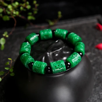 Natural verde jade bracelete de jade esferas de pulseiras bracelete de pedra preciosa para as mulheres pulseira jelewery homens pulseira bracelete do encanto
