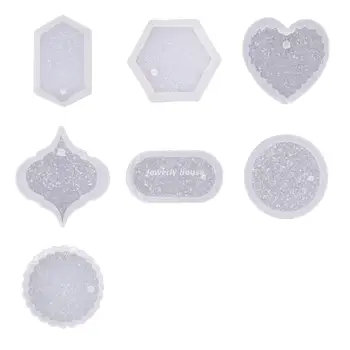 Diamante Superfície do Espelho Hangtag Epóxi Molde com um Buraco de Aromaterapia Molde de Silicone LXAE