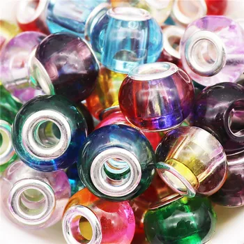 10Pcs Novo Grande Buraco de Cor Clara Crystal Glass Beads Encantos Ajuste de Pandora Pulseira Pingentes Colares para Fazer Jóias Mulheres Homens
