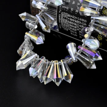 Frete grátis 100pcs 8x20mm Gota de Lágrima Esferas de Cristal charme Contas de Vidro Solto de Esferas Espaçador para DIY Fazer Jóias Branco AB Cor