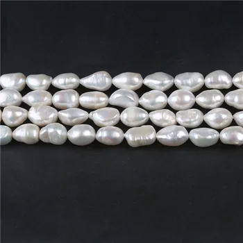 Boa qualidade barroco oval irregular pérola 11-12mm branco natural de pérola cadeia