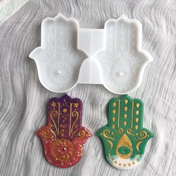 Palm Amuleto de Cristal de Resina Epóxi Molde de Mão Hamsa com Moldes de Silicone DIY Artesanato Bandeja Prato Decorações de Fundição Ferramenta