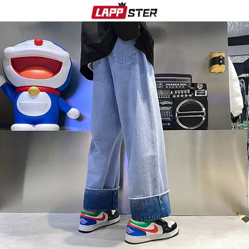 LAPPSTER Y2k Tie Dye Baggy Jeans Para Homens 2022 Patchwork Streetwear Gráfico coreano de Moda de Calças Jeans Largas Lge Harém calças de Moletom