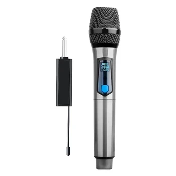 Microfone sem fio Recarregável com 6,35 mm Plug Recarregável Receptor Portátil Cantar/Karaoke Etc