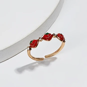 Nova moda Pingando Pequenas Morango Embutidos Zircão Anel Vigorosa Menina Bonito Doce Anel anillos mujer anillo joyas de mulher