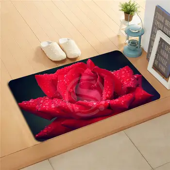 W530L7 Personalizado Rosas Vermelhas Flores Pintura a Aquarela Capacho de Decoração de Casa de tapete na Porta de casa, Tapete Tapetes de casa de Banho almofada do pé #F7