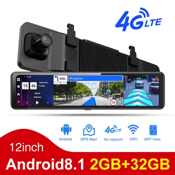 Z70 2+32GB 4g android 8.1 espelho do carro de caixa negra dupla cams HD1080P com WIFI GPS de navegação ADAS 3 visor dividido 4g da câmera do carro dvr