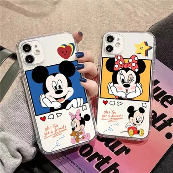 Minnie do Mickey de Disney Mini Para iPhone 14 13 12 11 Pro 12 13 Mini X XR XS Max 6 6 7 8 Plus SE2020 Claro Caso de Telefone de Volta